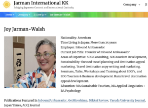 profile of joy jarman walsh on jarman international website